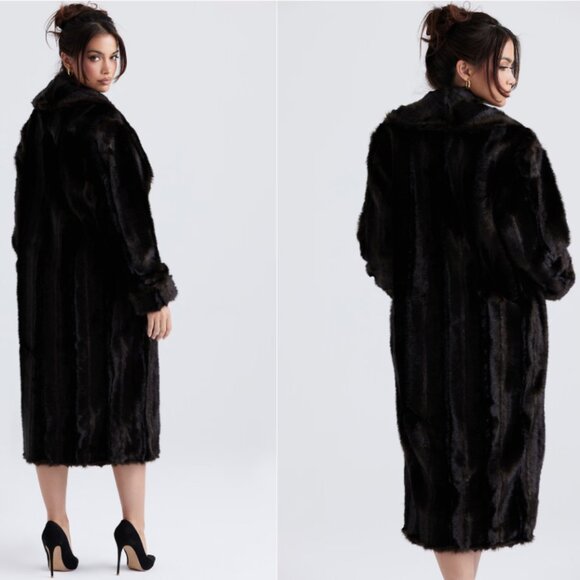 House of CB Callie dark brown faux fur coat NWOT - Picture 5 of 6
